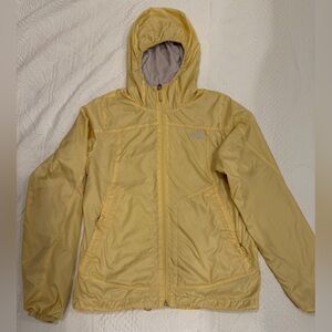 North Face yellow fleece lined windbreaker jacket women’s size small